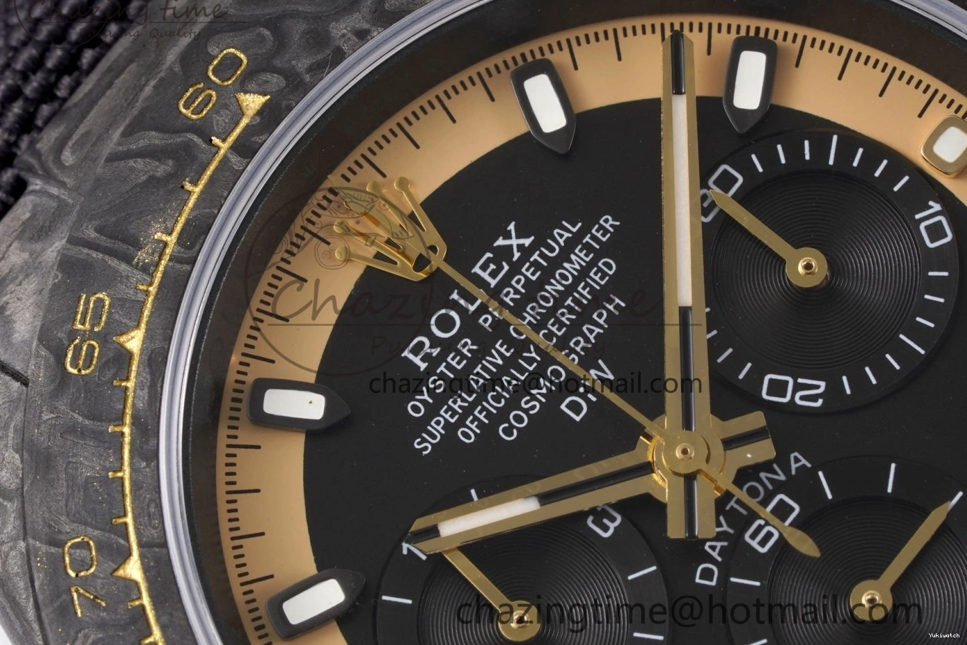 and Daytona Bezel Edition A7750 Black Gold DIWF Nylon Case DIW Carbon Black on Strap Dial 0117